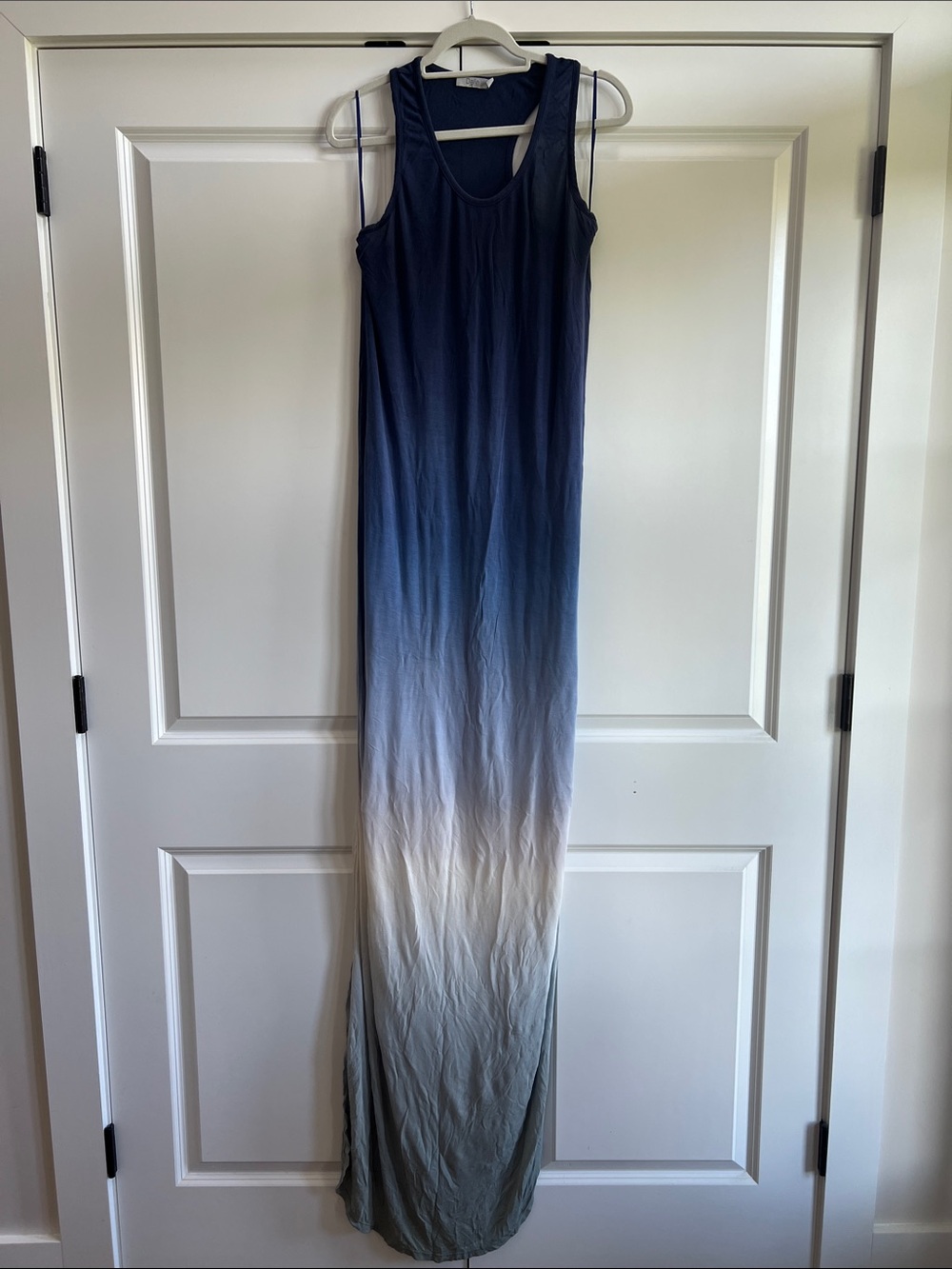 Dalia Ombre Maxi Dress in Navy, Cream & Gray